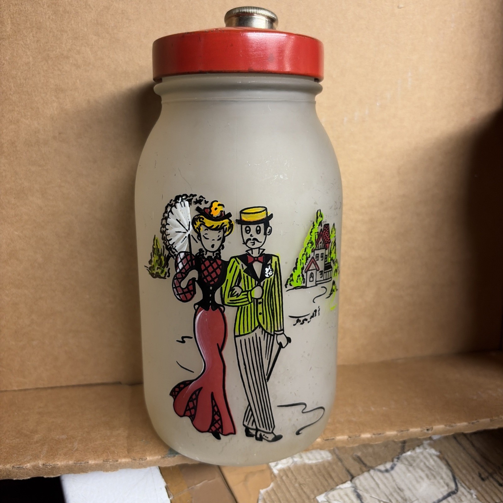Vintage 50\'s Gay Fad Hazel Atlas Frosted  Cocktail Beverage Shaker