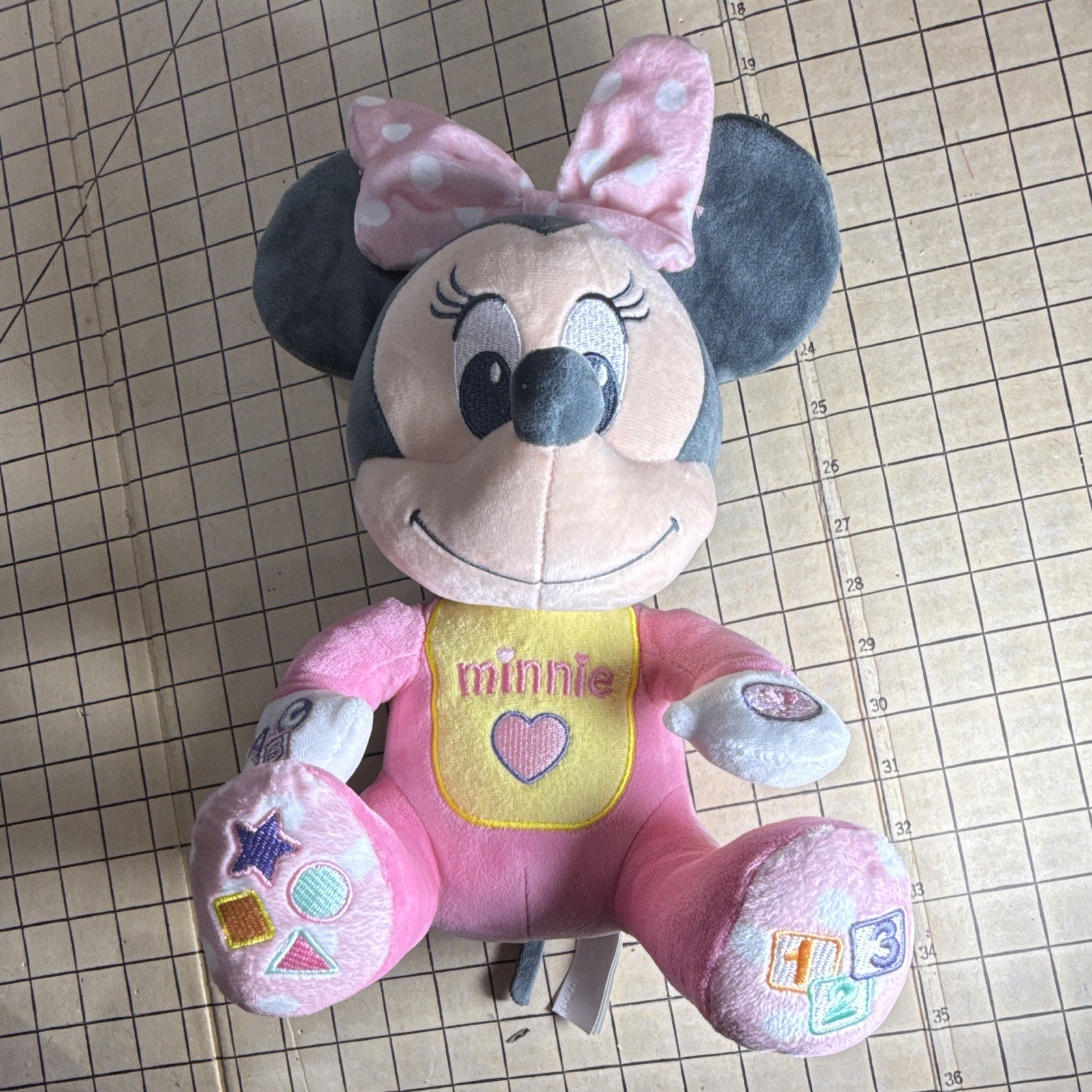 Disney Baby Minnie Mouse Interactive Learning Plush Just Play Pink 15” Works