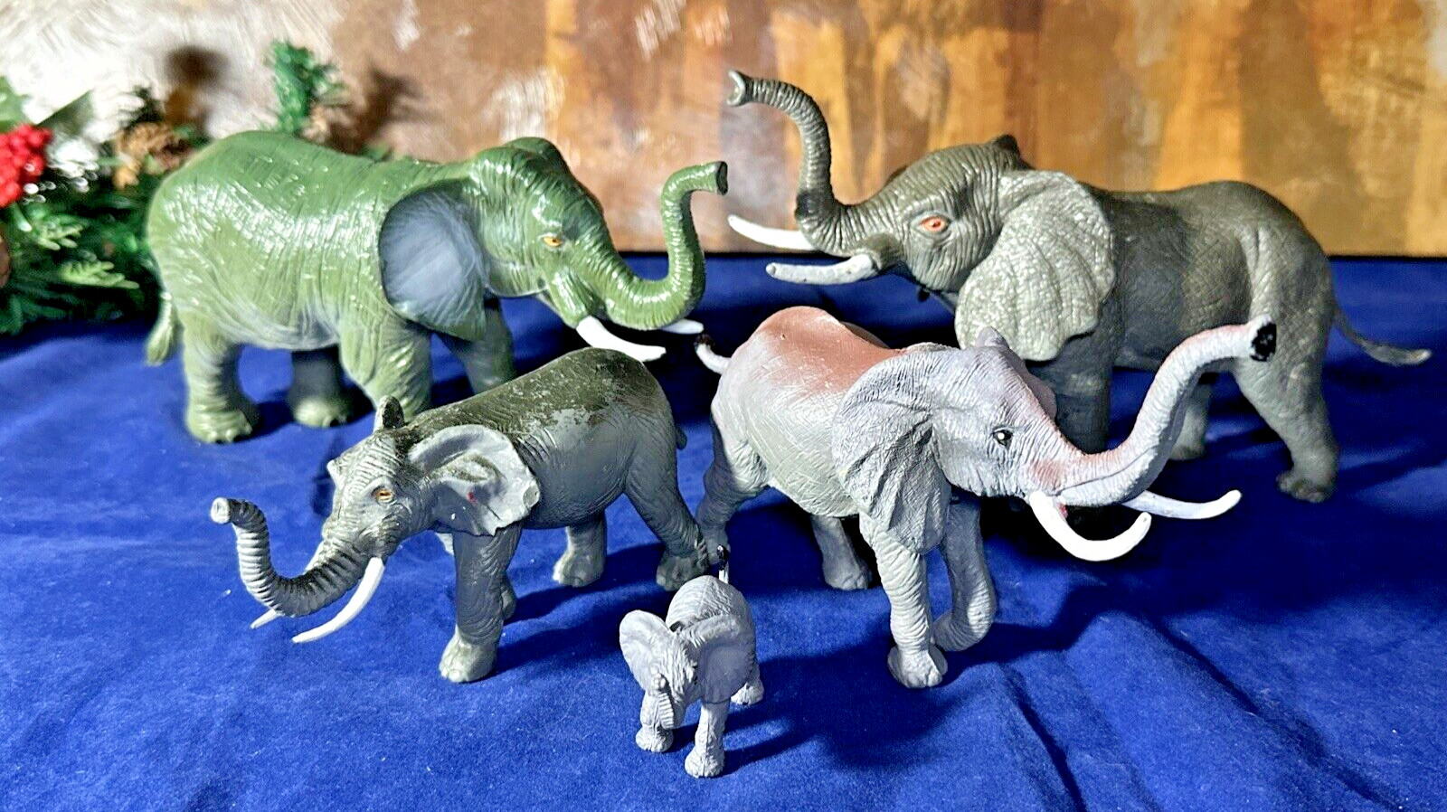 5x Elephant Family Cake Toppers Toys Figures Story Time Preschool Tallest 4”
