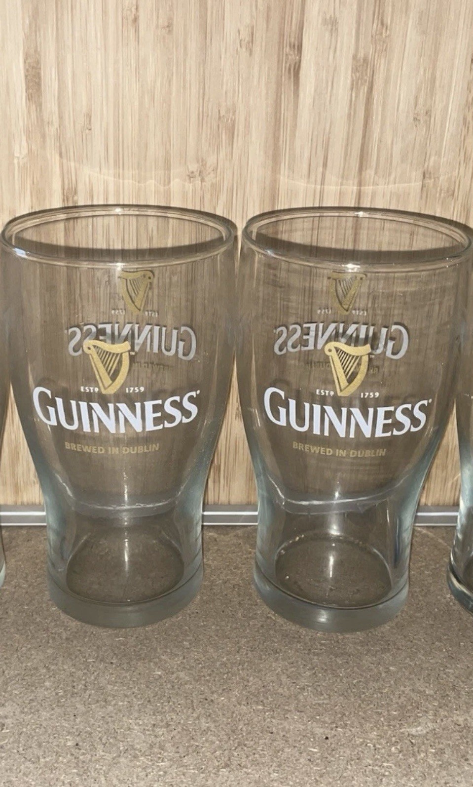 Set Of 2 Guinness Pint Glasses, Harp Logo, Beer Glasses.  