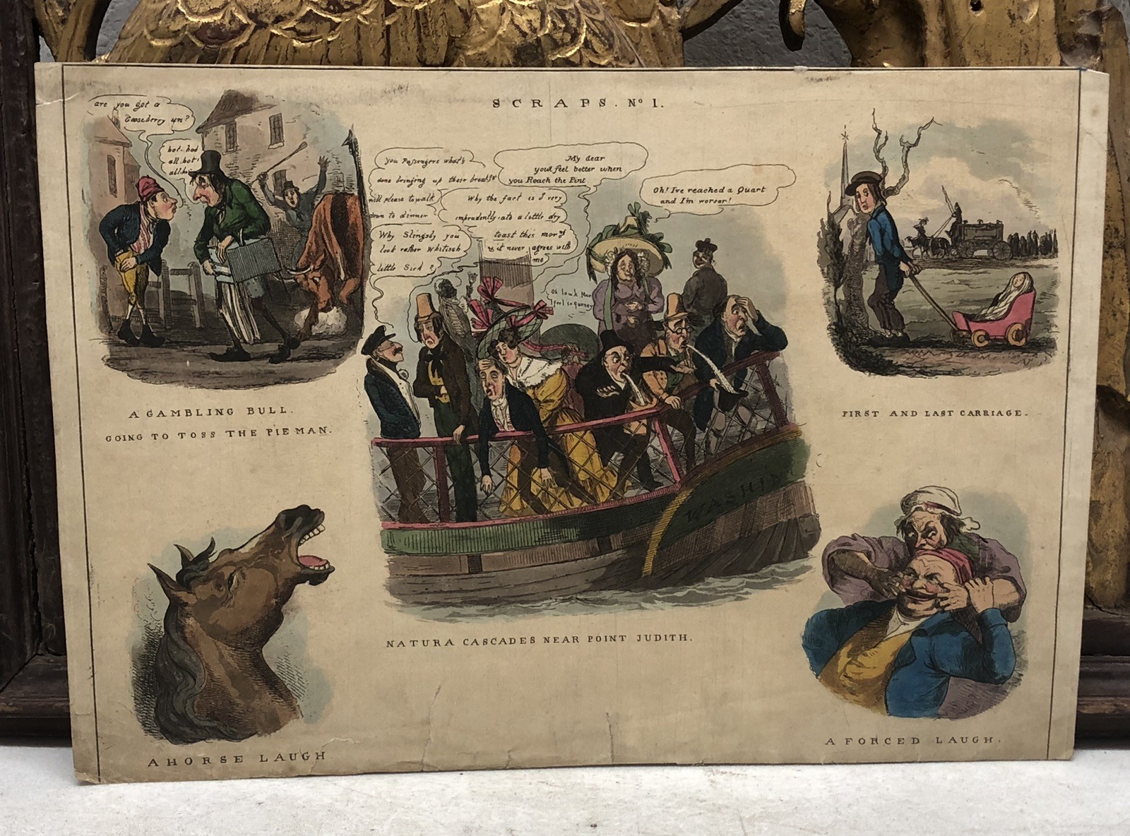 Hand Colored Antique Humorous Print \