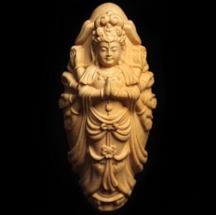 Buddhist Art Wooden Thousand-Armed Kannon Pillow Deity | Boxwood, 55mm Collectib