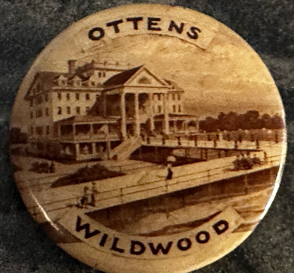 Antique c1900s OTTENS HOTEL Wildwood NJ Miniature Pinback Button 3/4\