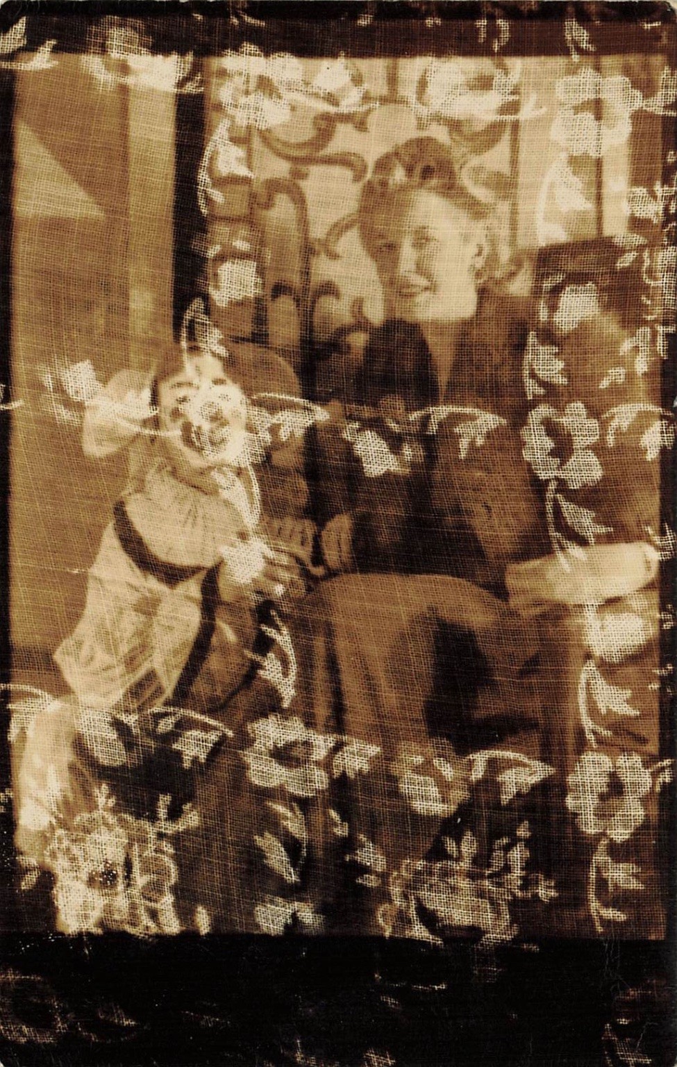 Vintage Rppc Ghostly Double Exposure Woman Child Clown Sepia Postcard c1910s