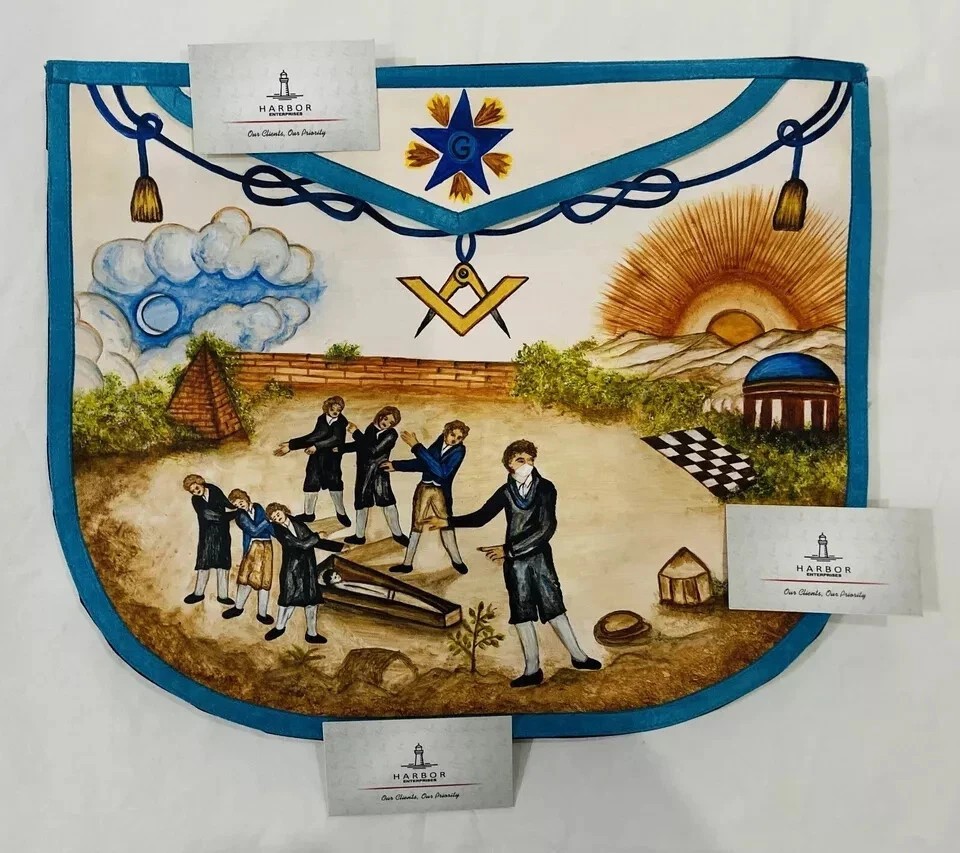 Custom Masonic Apron Hand Painted Unique Design Freemason Handmade
