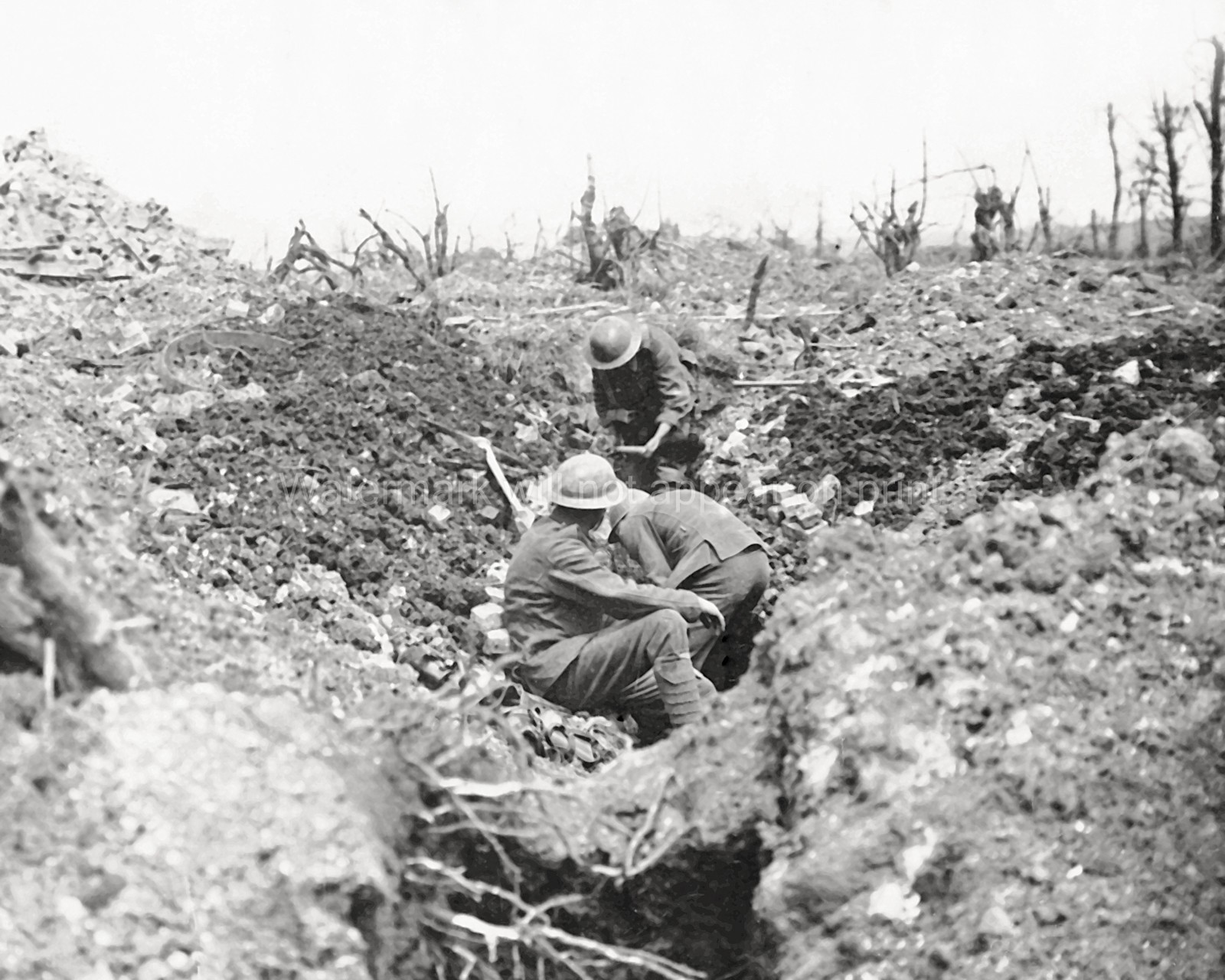 Ovillers France WW1 Worcesters Soldiers Digging Trench Vtg. Photo