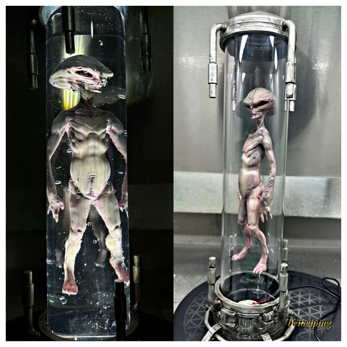 Grey Alien Specimen Jar Resin Figure Statue LED Light Water Fill Decor Gift 36cm