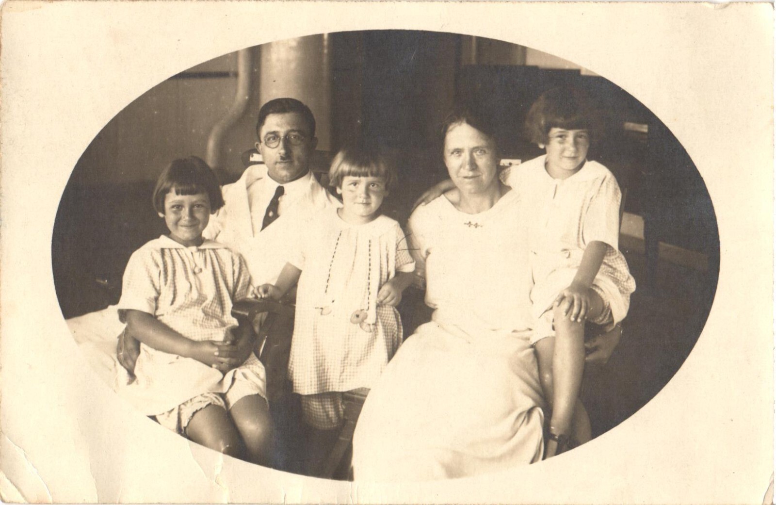 Family Portrait Parents Three Children RPPC Real Photo Postcard c.1920s Unused