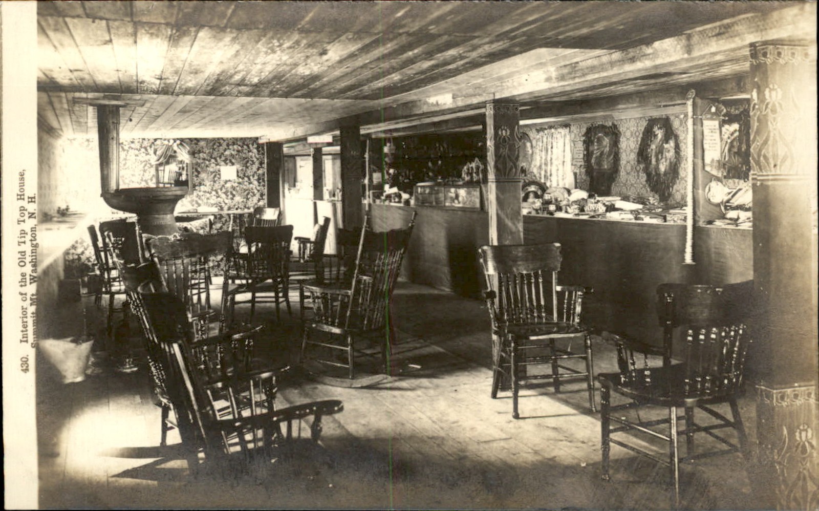 Summit Mt. Washington Interior Old Tip Top House c1910 Real Photo Postcard bhn