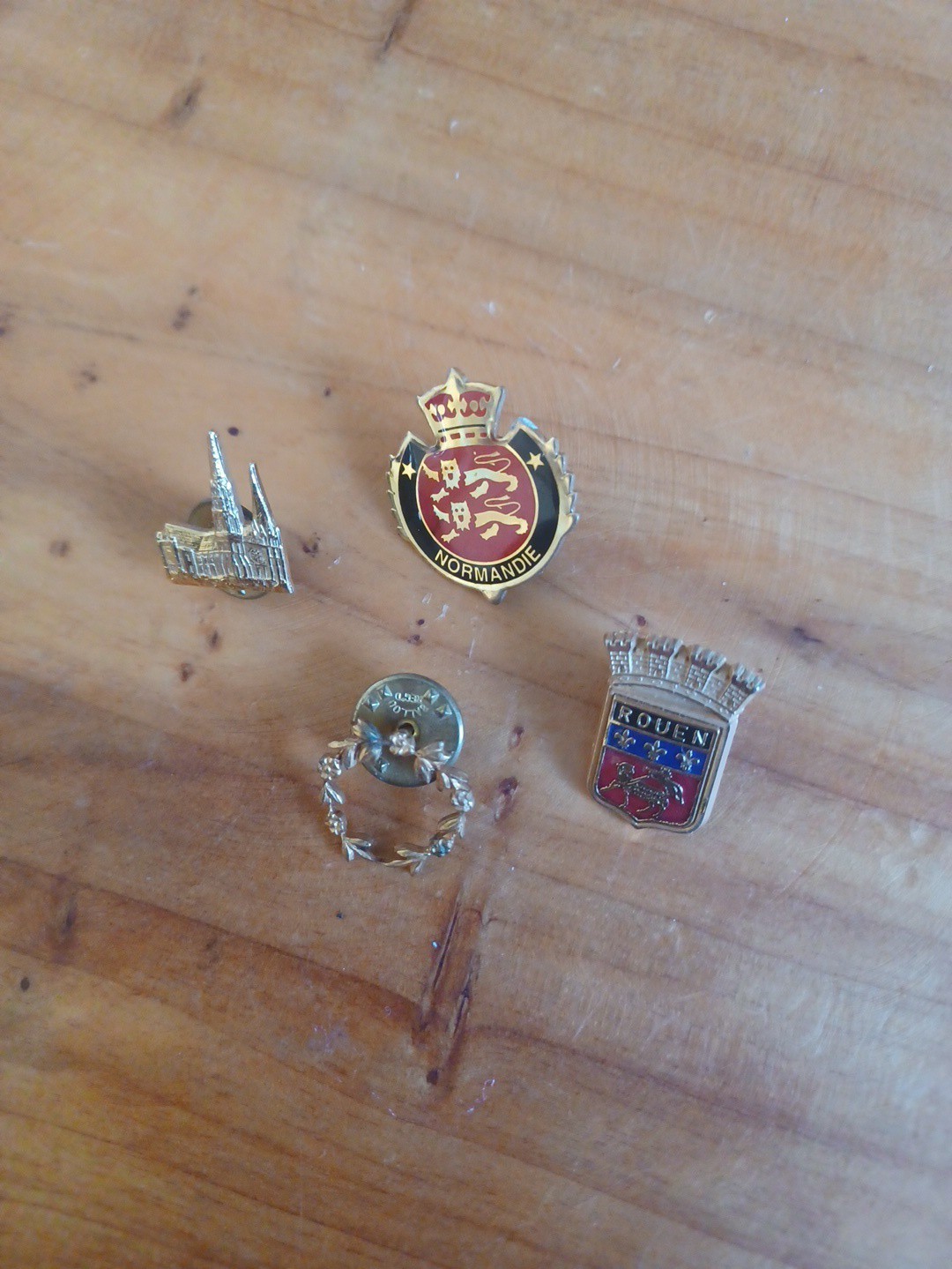 Vintage European Travel Pin Lot - France Normandie Rouen Germany Cologne Wreath