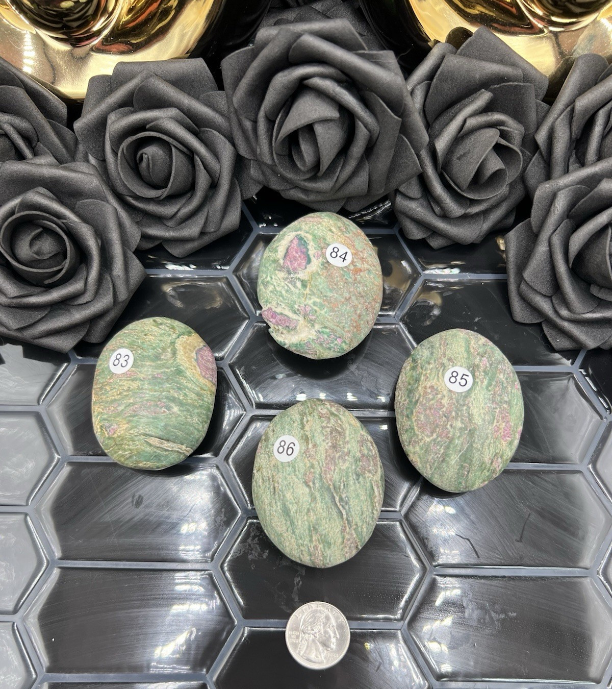 Natural Unique Ruby in Fuchite Palmstones Uv Unpolished Raw  
