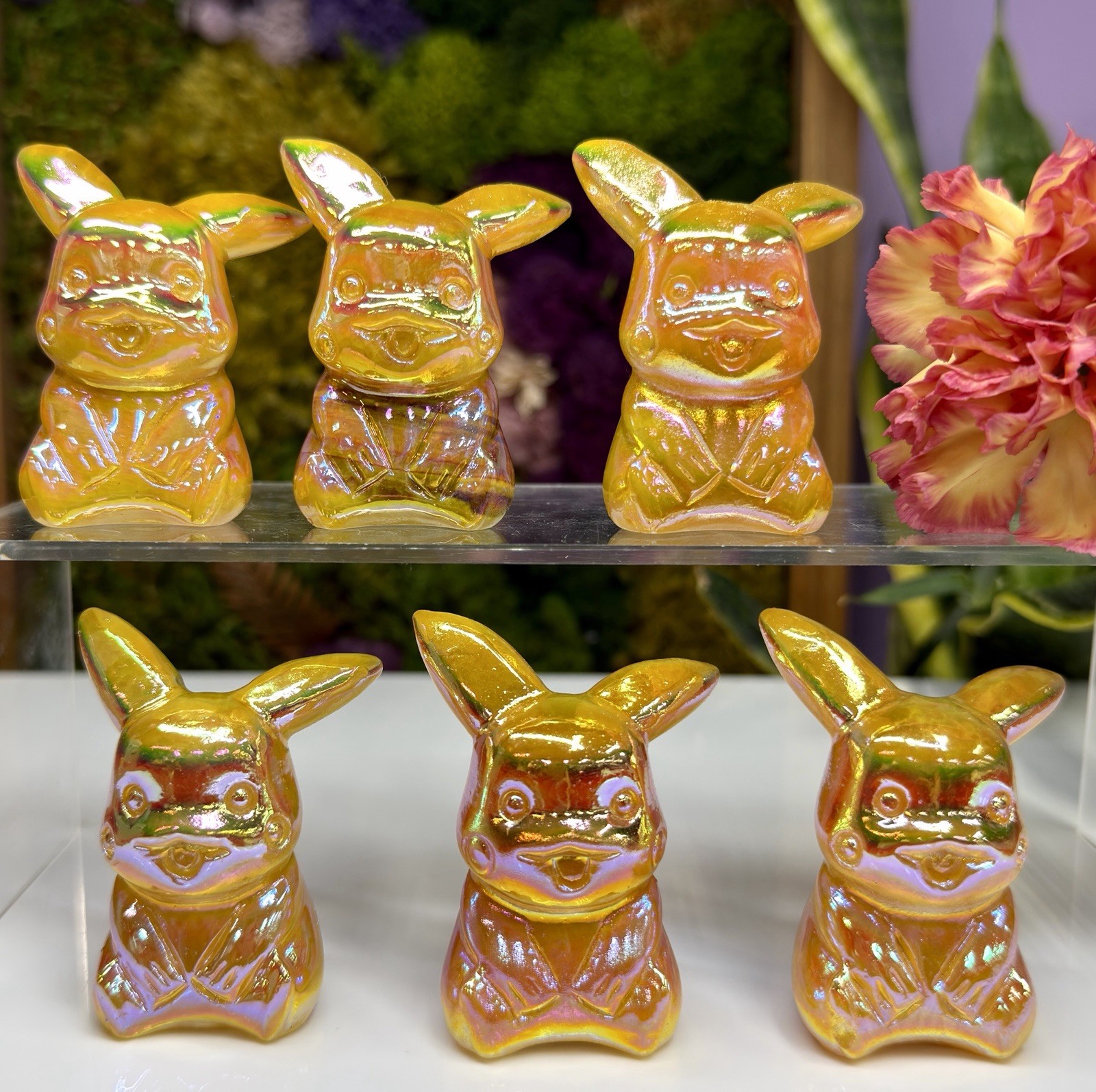Wholesale Lot 6 PCs Aura Orange Calcite Pikachu Healing Energy