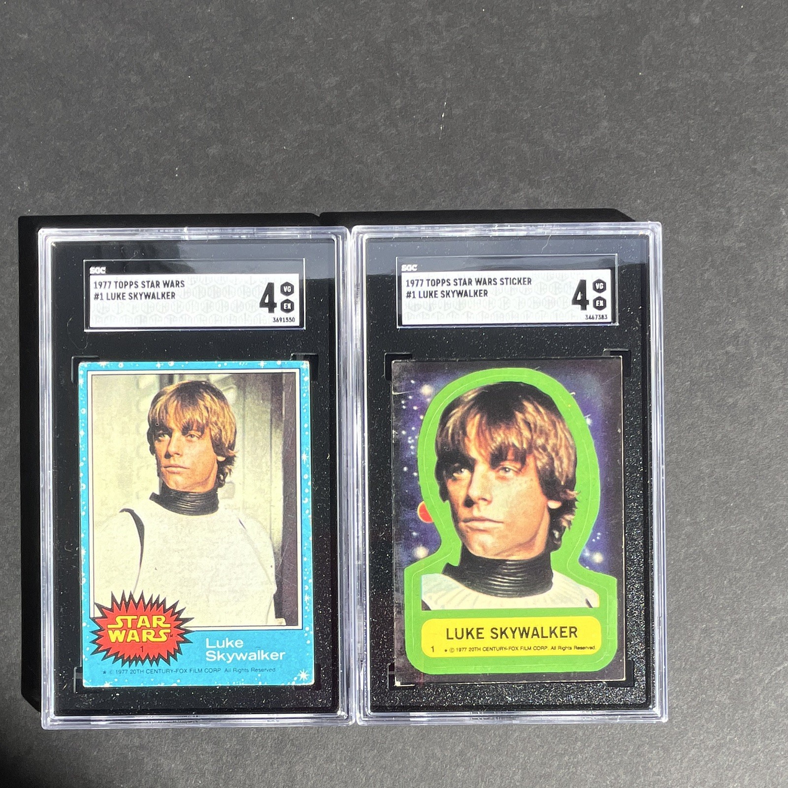 1977 Topps Star Wars Trading Card Lot of 2 Luke Skywalker #1 + Sticker