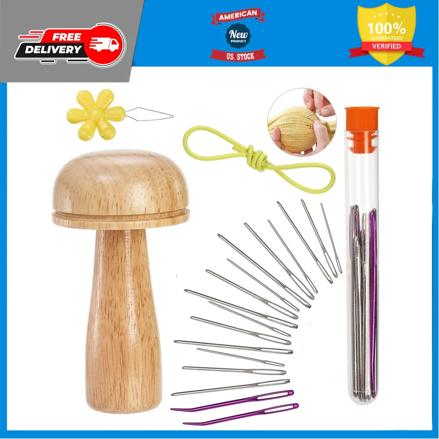 ZOOFOX Darning Mushroom Kit for Socks Hats Sweaters Repair with Sewing Needles