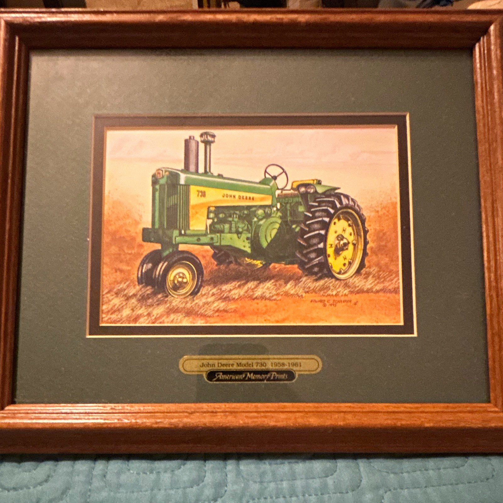 Vintage John Deere Model 730 Framed Art Print American Memory Prints 1958-1961