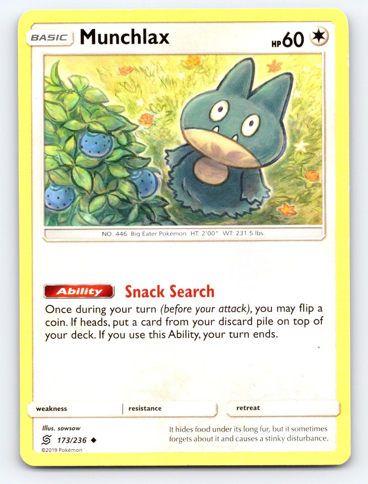 Munchlax 173/236 Uncommon Unified Minds Pokemon Lightly Played