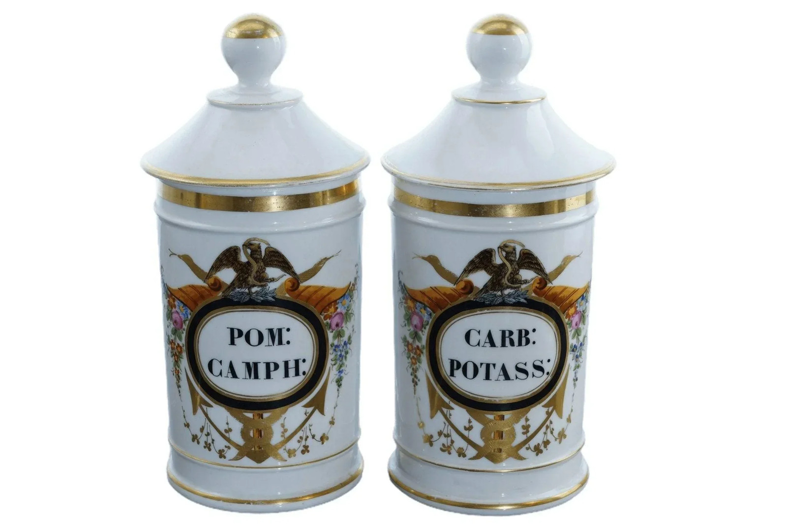 c1860 Old Paris Apothecary Jars Eagle and Anchor for Mexican Market
