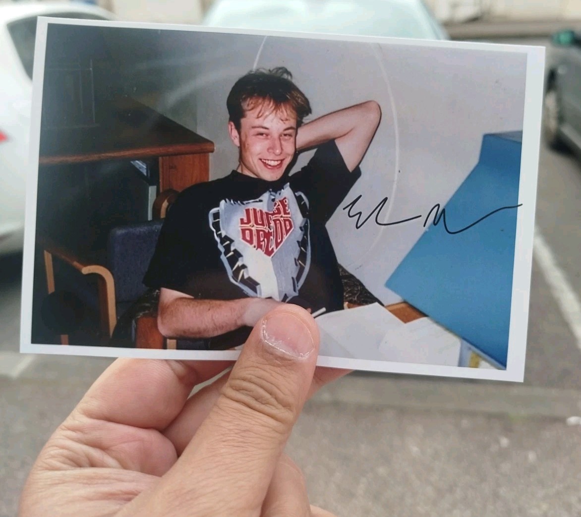 Elon Musk - Postcard - Childhood Photo - Signed - Space X - Tesla