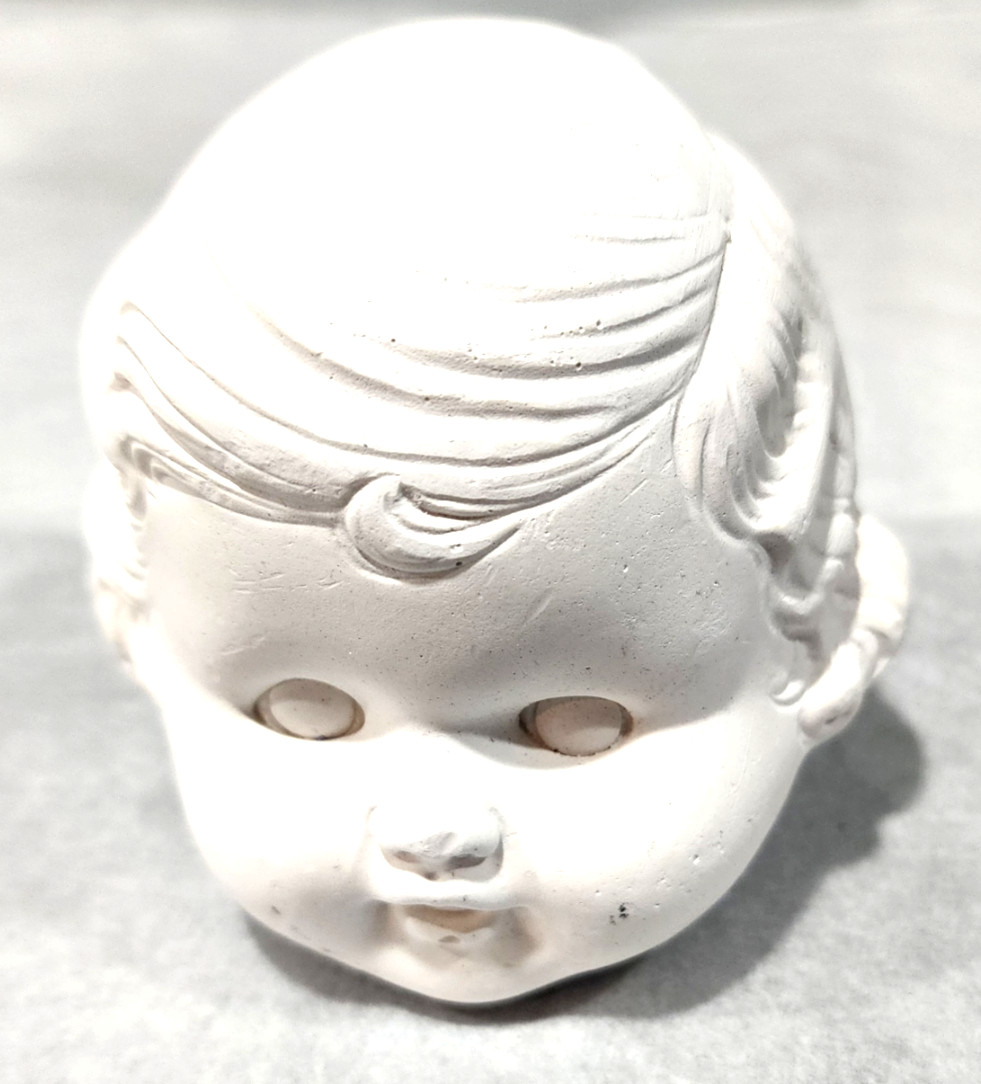 Vintage White Ceramic Bisque Doll Head Blank Unpainted Plaster Mold Craft 3x5