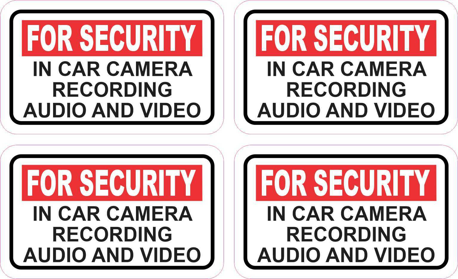2.5in x 1.5in In Car Camera Recording Vinyl Stickers Truck Vehicle Bumper Decal