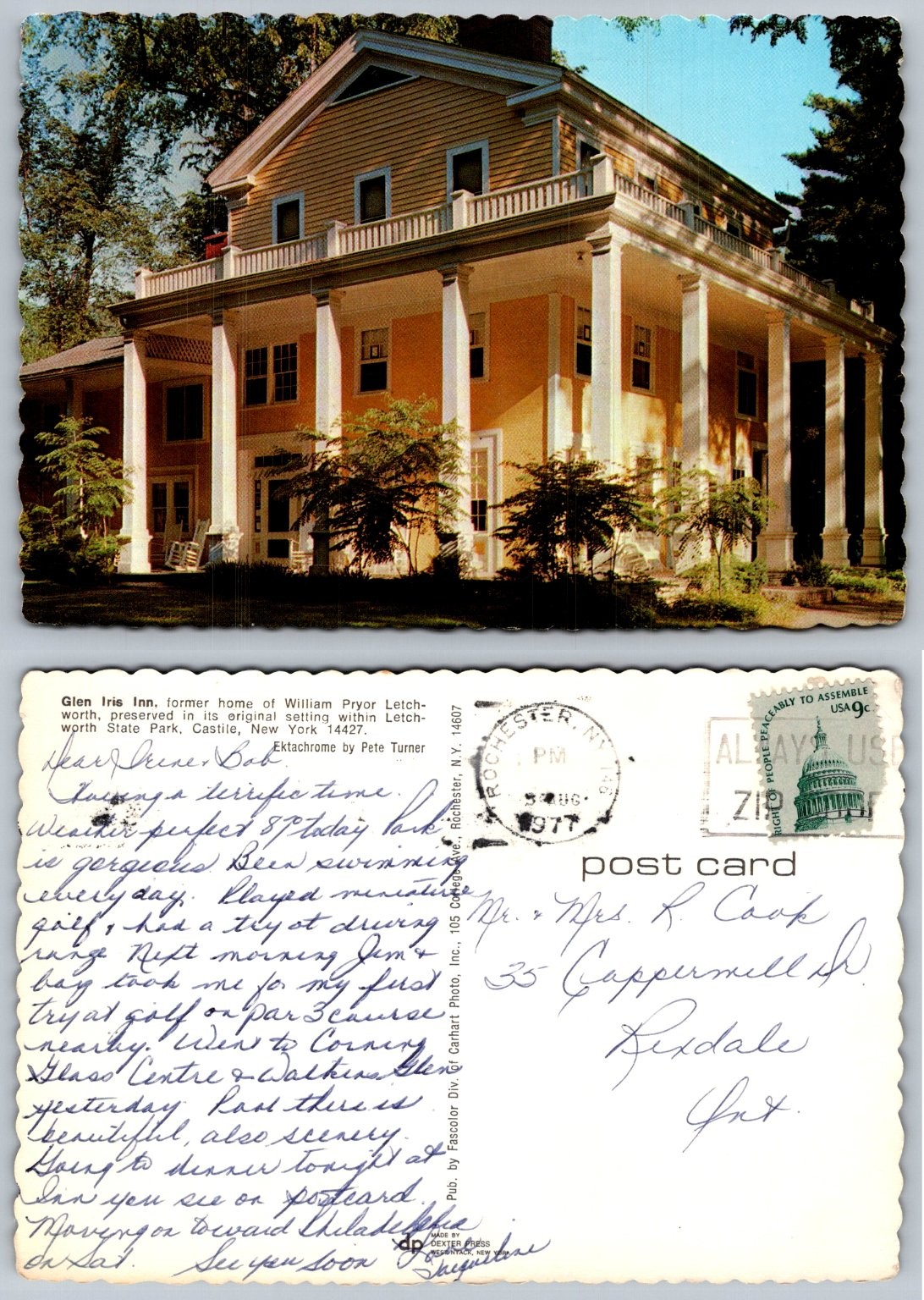Glen Iris Inn Letchworth State Park NY 1977 Postcard Ektachrome by Pete Turner