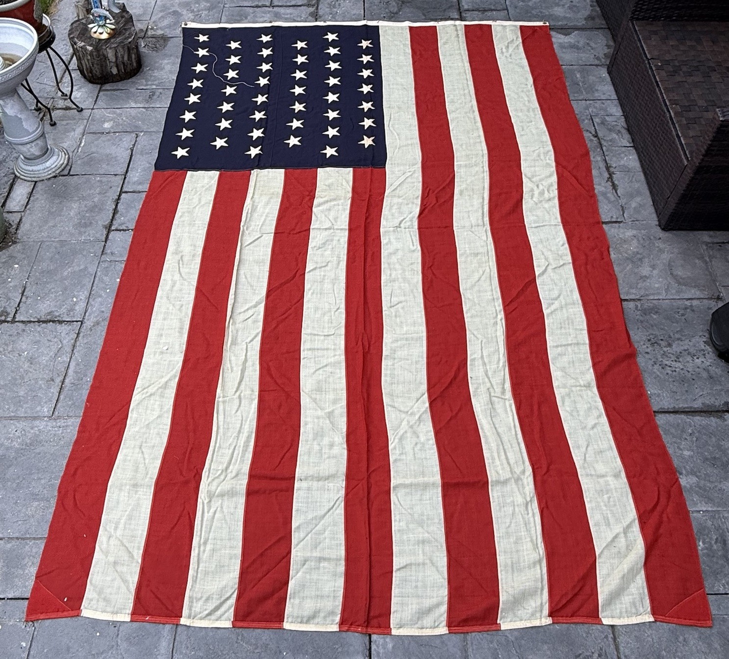 Antique 45 Star American Flag 90x136 Huge Sewn Stars Utah Statehood Era Rare
