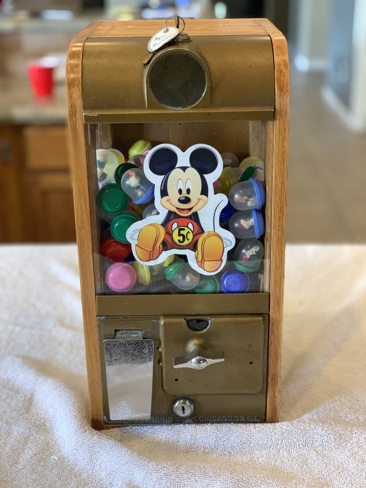 Old Grand Dad  Disney Charms Mickey Mouse Vending Machine Gumball Cracker Jack.