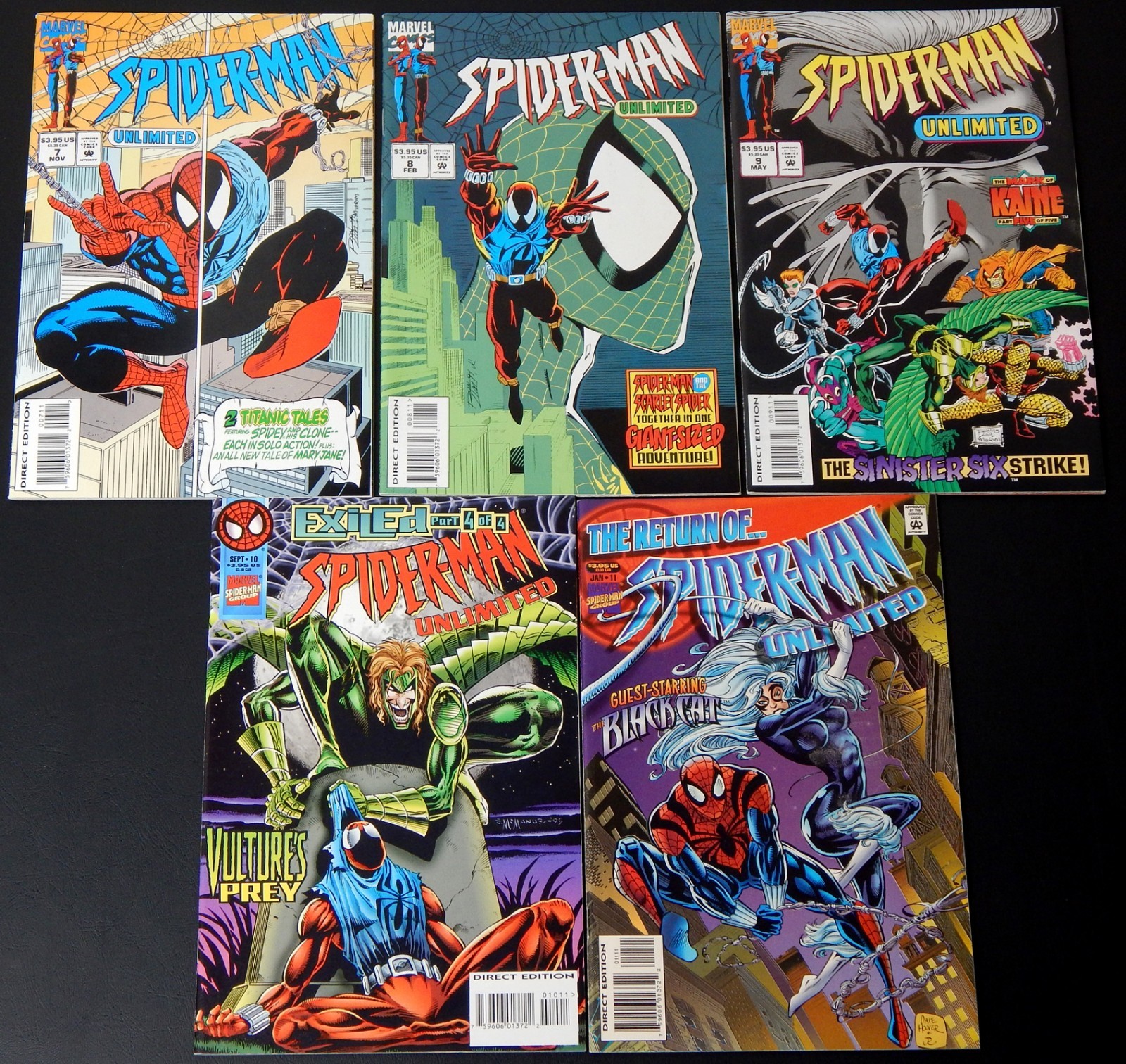Spider-Man Unlimited #7,8,9,10,11 NM/NM+ Scarlet Spider Ben Reilly Clone Saga