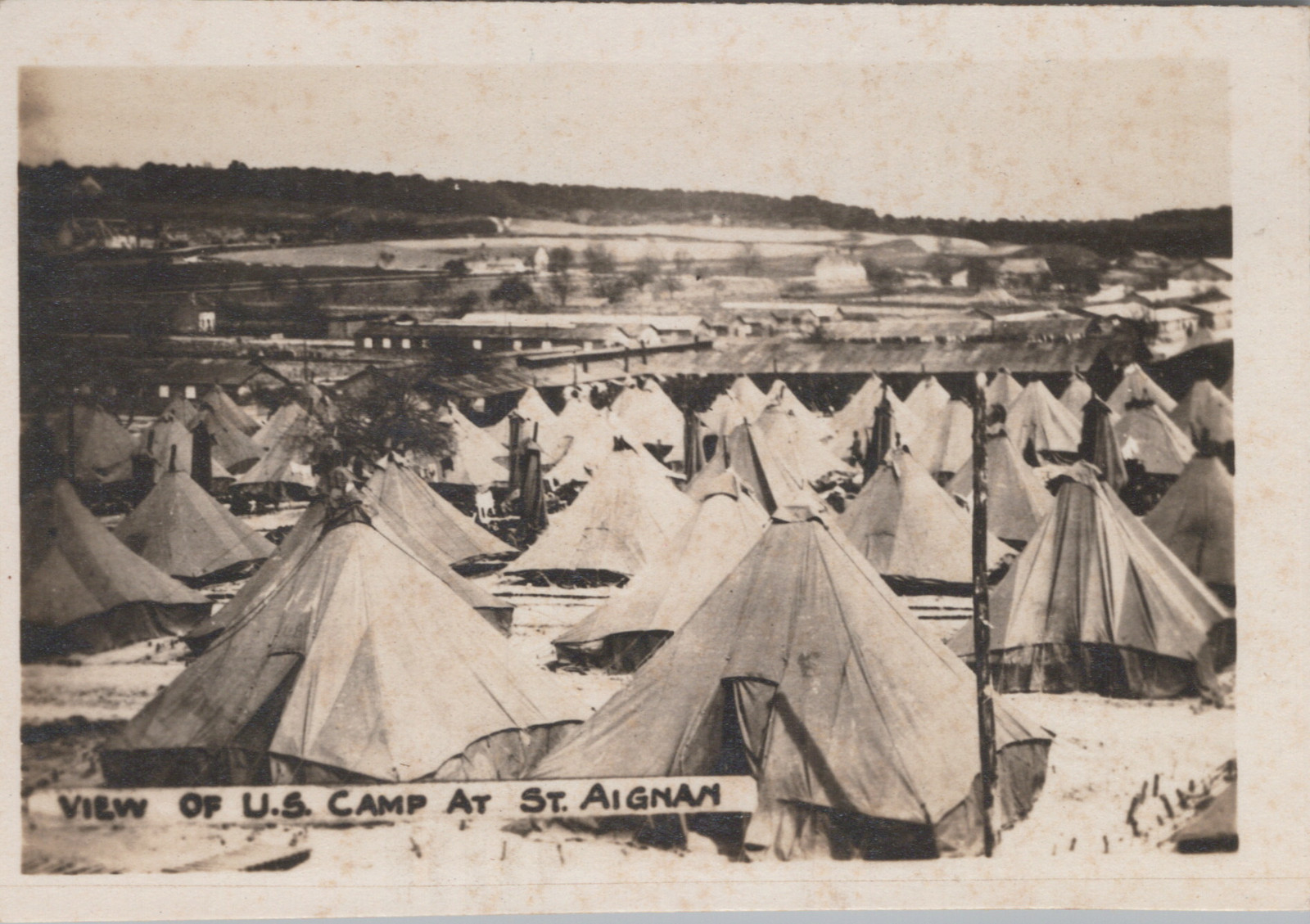 c1918 WW1 Photo View U.S. Army Camp St Aignan France