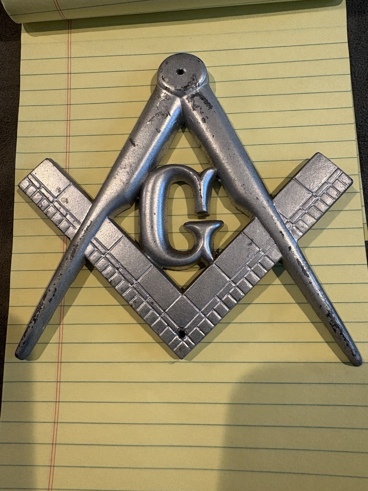 VINTAGE Masonic Symbol Square and Compass STEEL/Metal Freemasonry Symbol LQQK👀