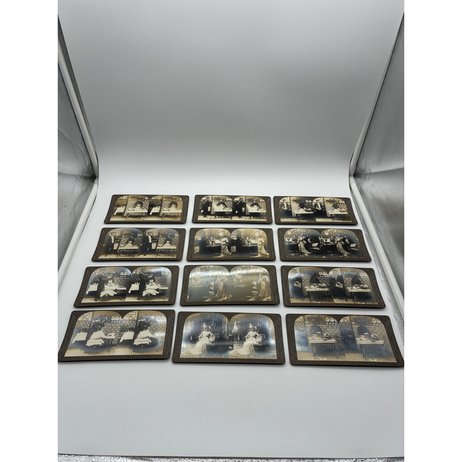 12 Antique 1902 T.W. Ingersoll New French Cook Series Stereoview Cards Set