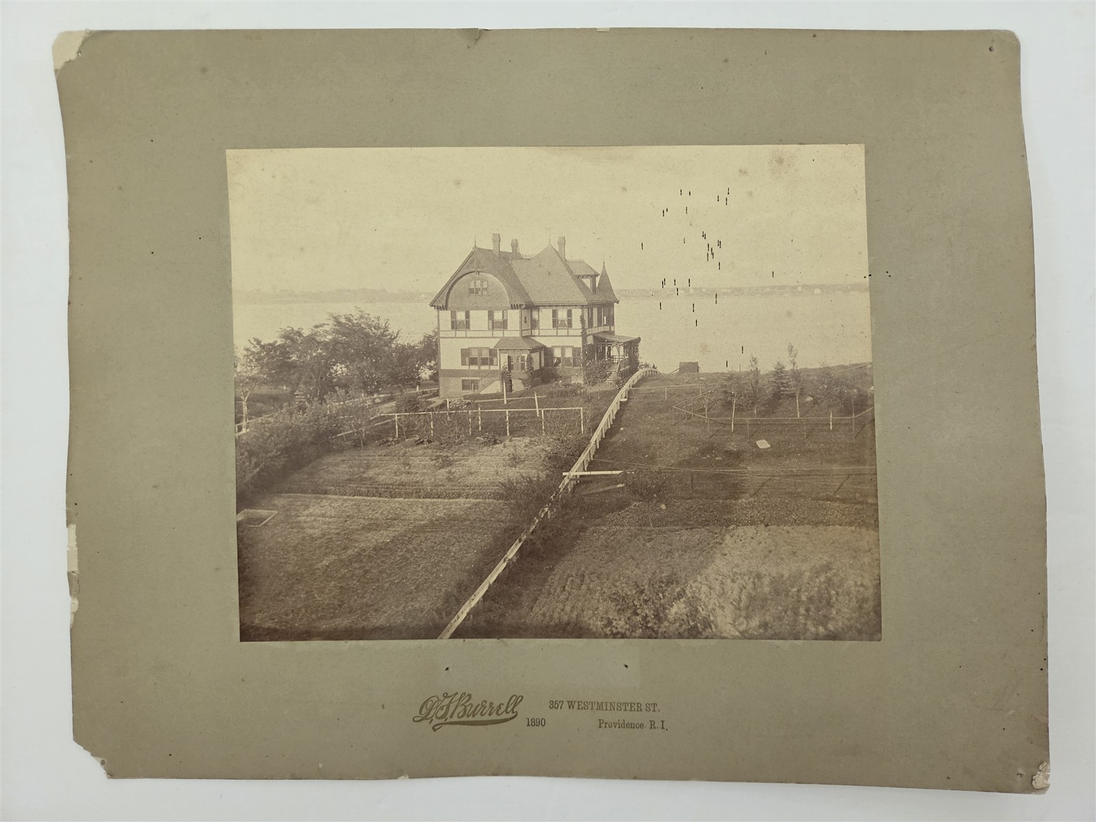 1890 antique PHOTO Rhode Island waterfront VICTORIAN ESTATE HOUSE p. j. burrell
