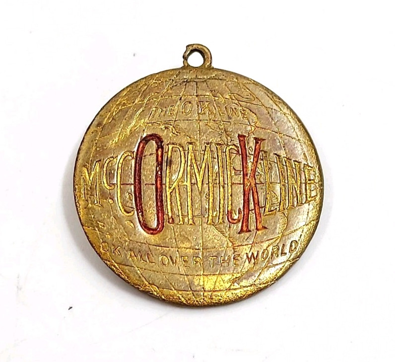 Vintage McCormick OK Line All Over The World Advertising Fob Company Globe Medal