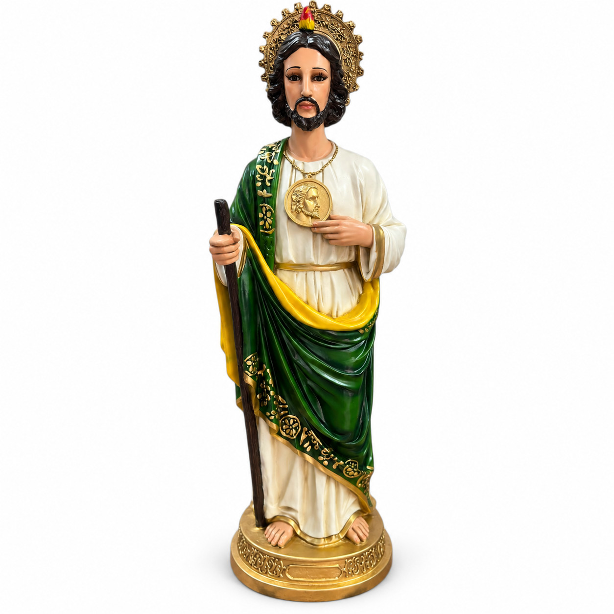 36in Saint Jude Thaddeus Resin Statue Catholic Apostle Staff Medal Grabado