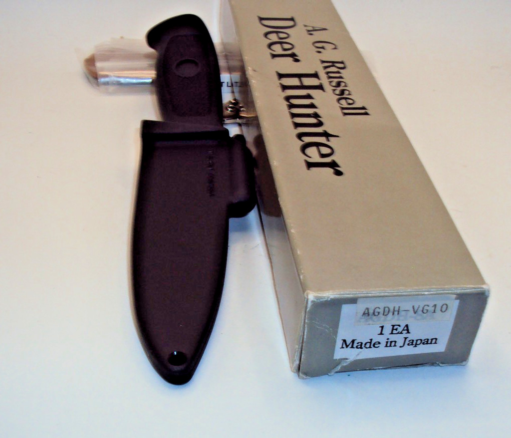A.G. Russell VG10 Deer Hunter in original box leather belt loop NIB