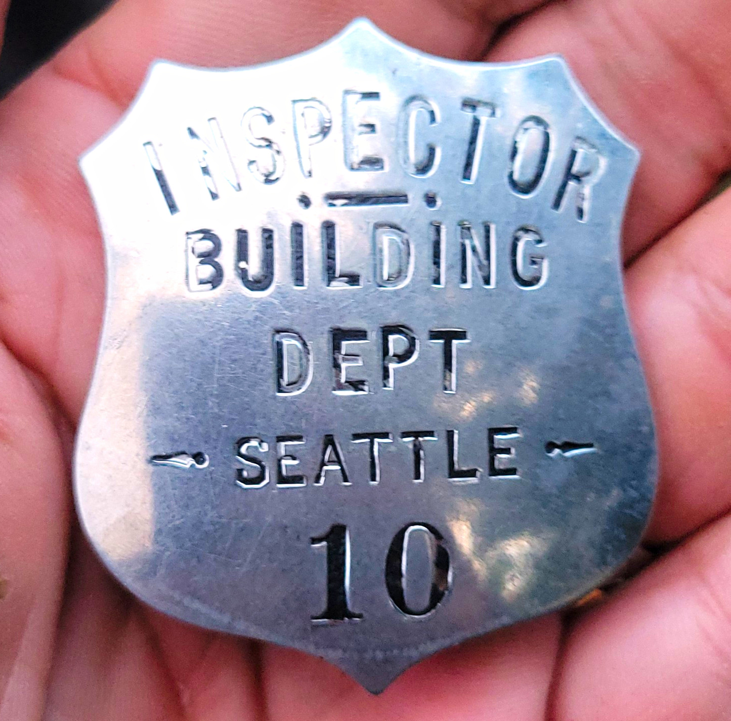 Antique Seattle Washington Building Inspector Badge No 10 AS Partridge Maker