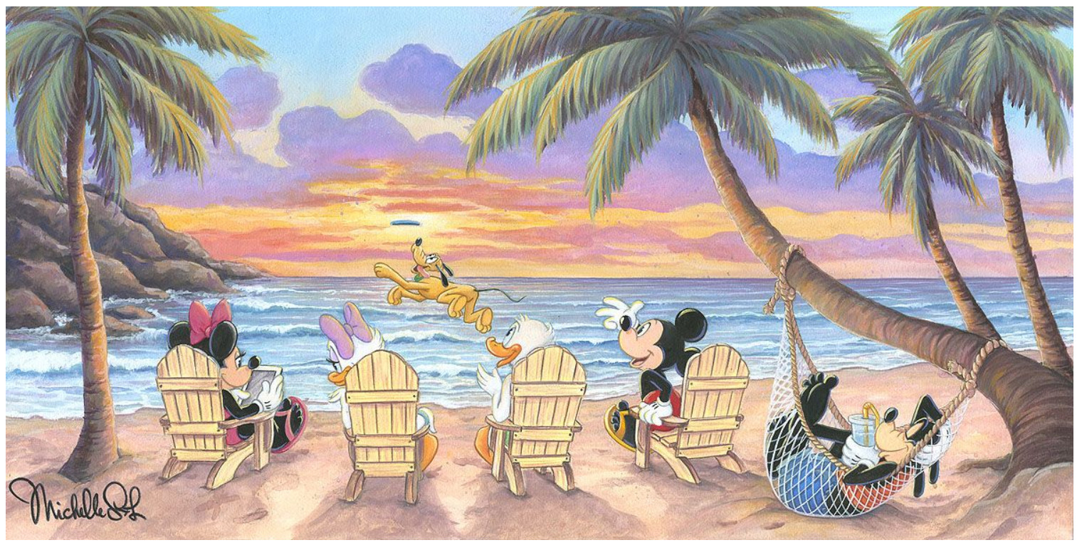 Disney Fine Art Limited Edition Canvas Beautiful Day At The Beach-Mickey/Minnie