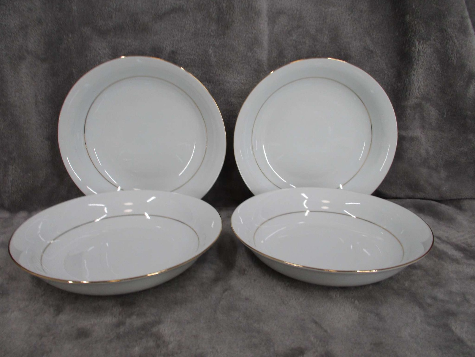 Sakura White Gold Rimmed Soup Cereal Bowls Vintage Dining Used Set of 4