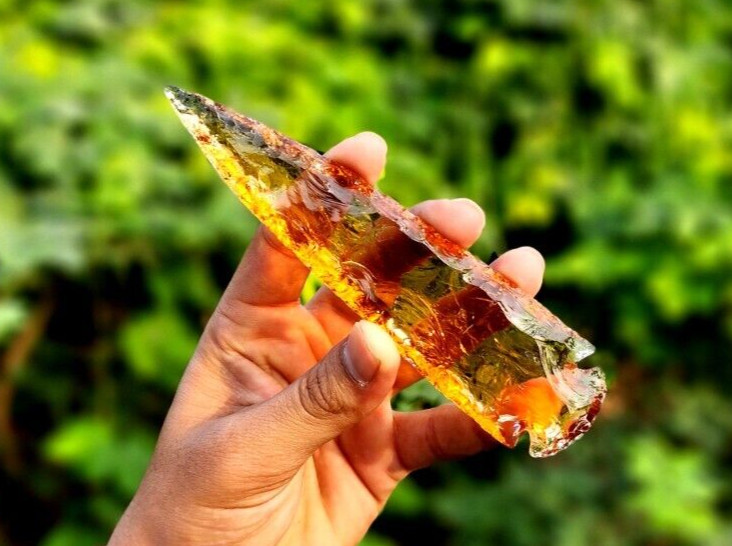Amazing Rare Citrine Glass Arrowhead | Handcrafted Gemstone Arrowhead | Crystal