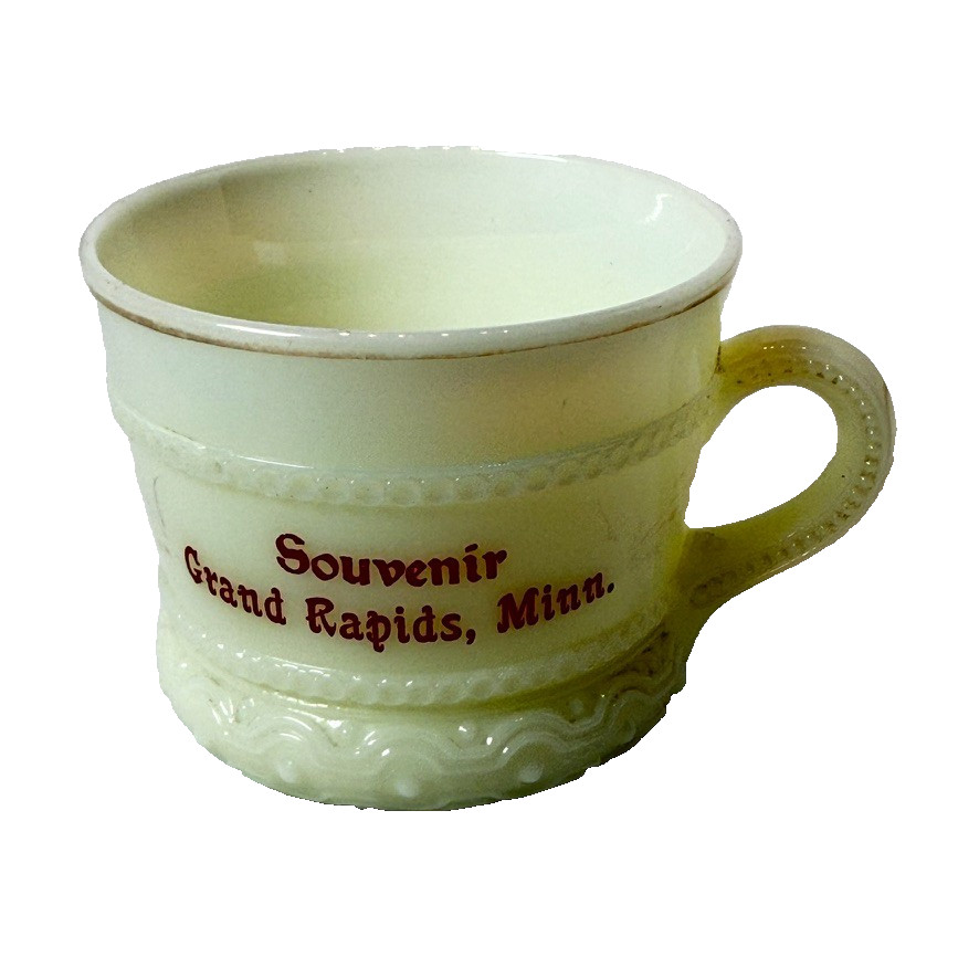 GRAND RAPIDS MN MINNESOTA Uranium Custard Souvenir ANTIQUE Glass TRINKET CUP