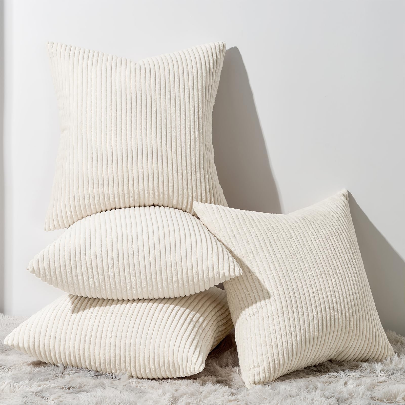 Topfinel Decorative Beige Cream Throw Pillow Covers Cushion Cases, Set of 4 S...