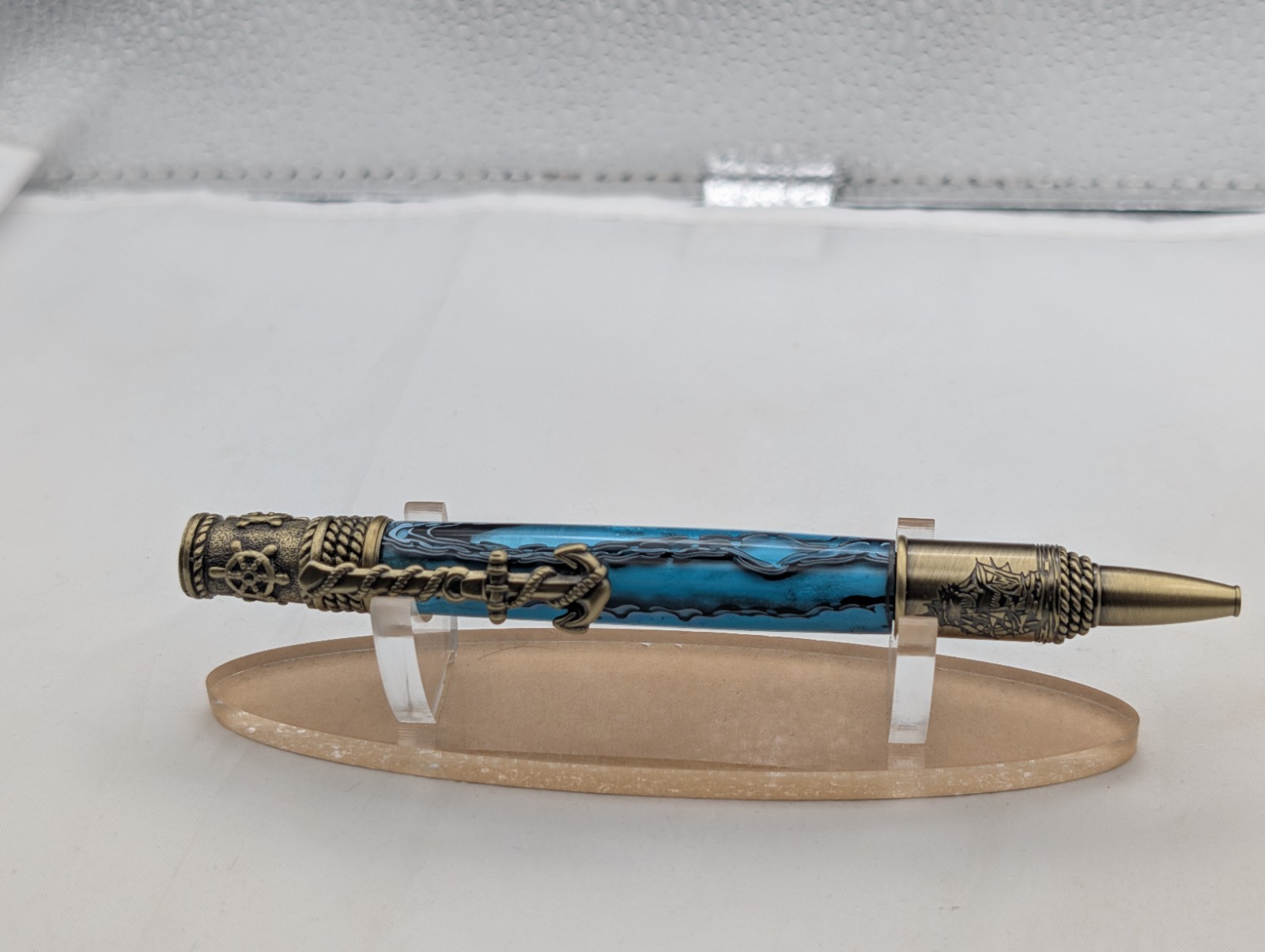 Handmade Resin Nautical Twist Pen With A Display Box.