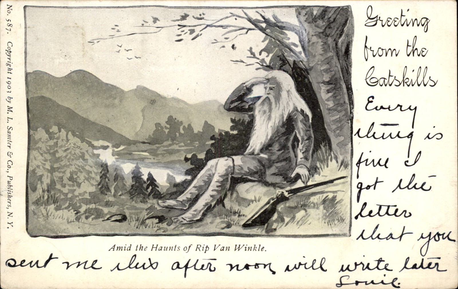 Rip Van Winkle Illustrated M. L. Samter & Co. c1900s-10s Vintage Postcard