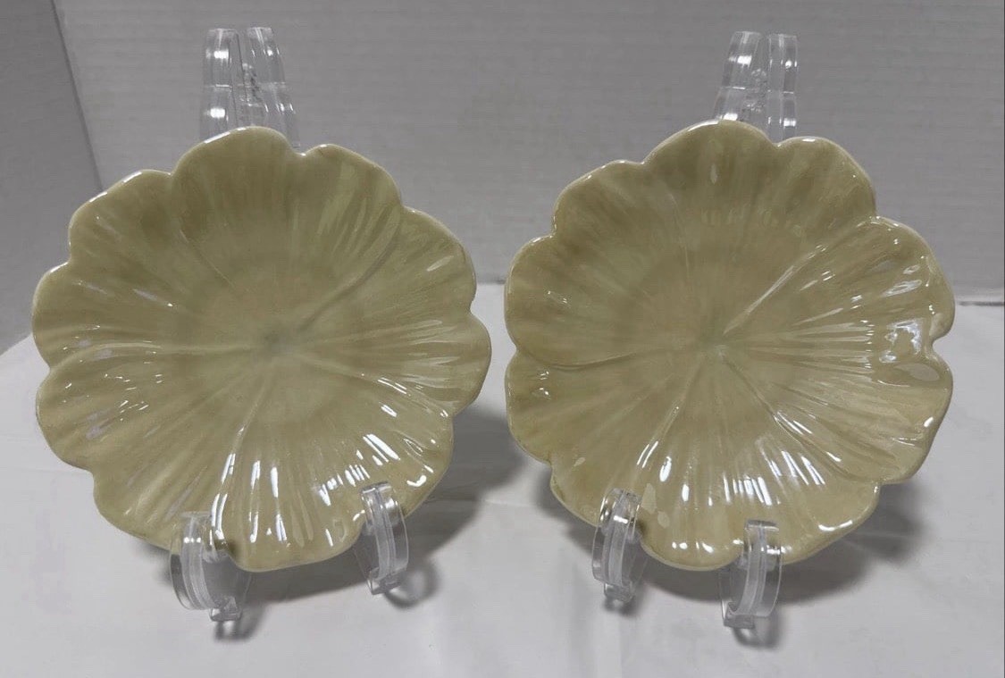 Belleek Ireland Porcelain Flower Trinket Dish (Two). Small