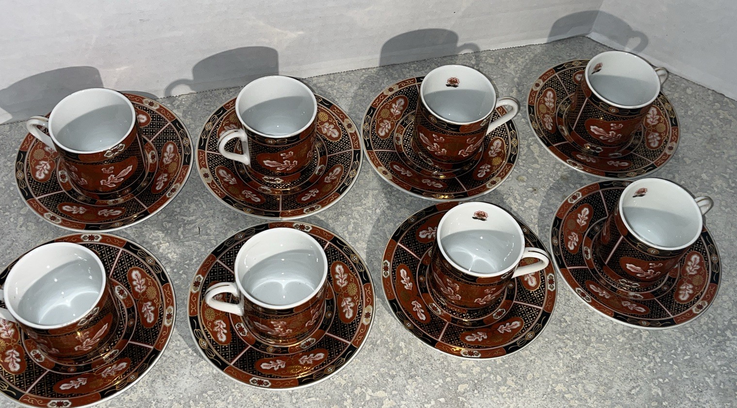 VTG Set of 8 imari demitasse cups&saucers porcelain china japan golden empres529