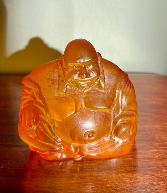 Vintage Authentic Handcarved Amber Sitting Buddha Figure ~ 2\