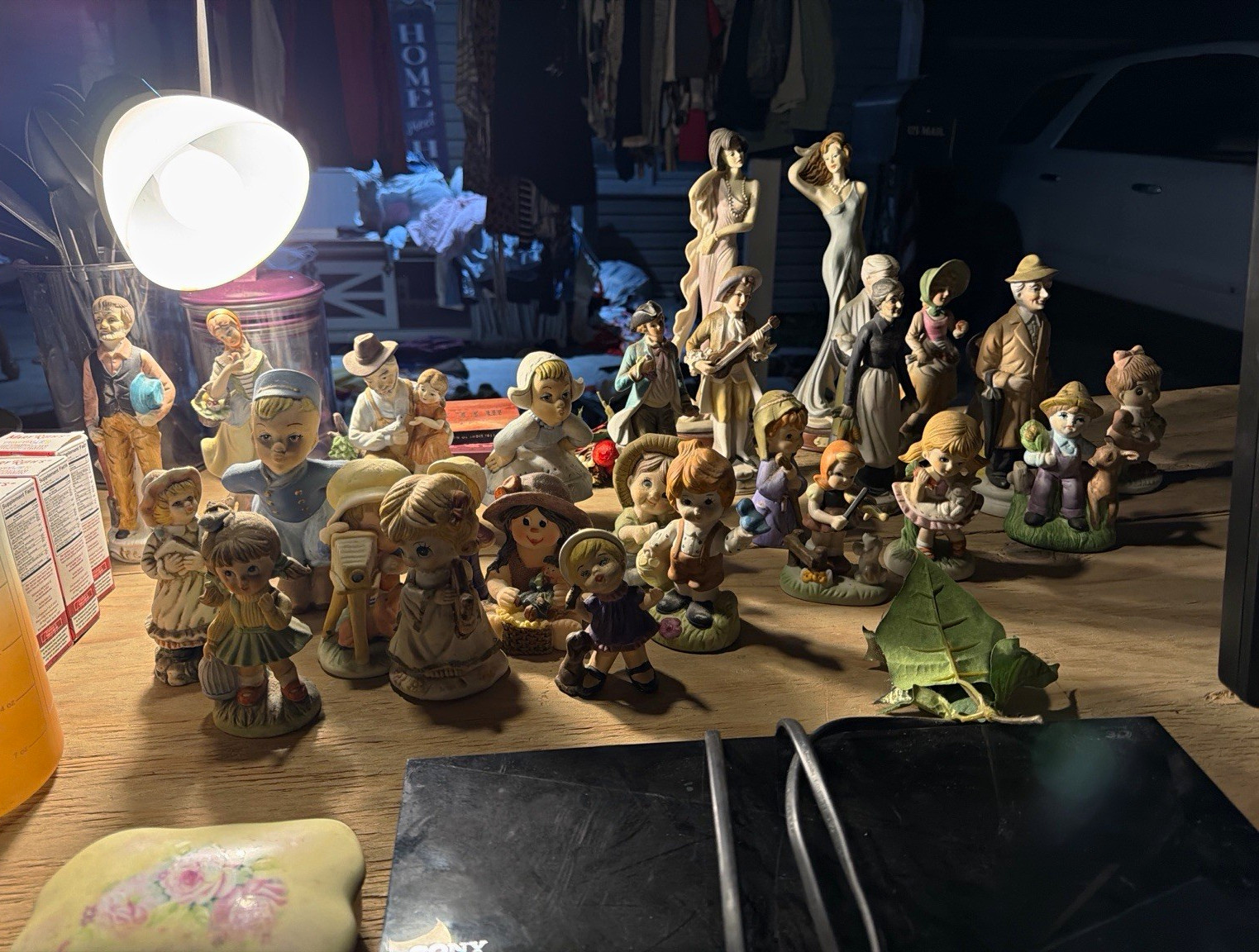Vintage Ceramic Hand-Painted People Figurine Lot, Multicolor Painted Finish