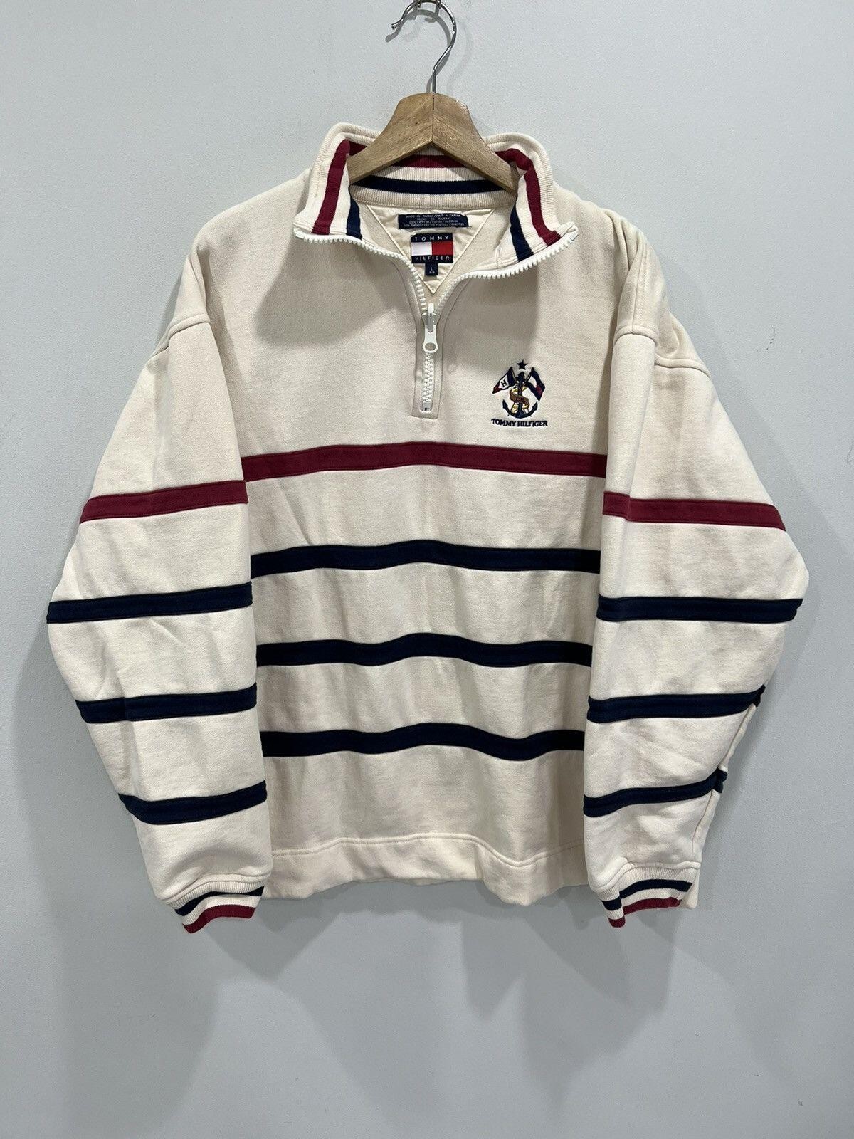 Vintage Tommy Hilfiger Striped Quarter Zip Sweater