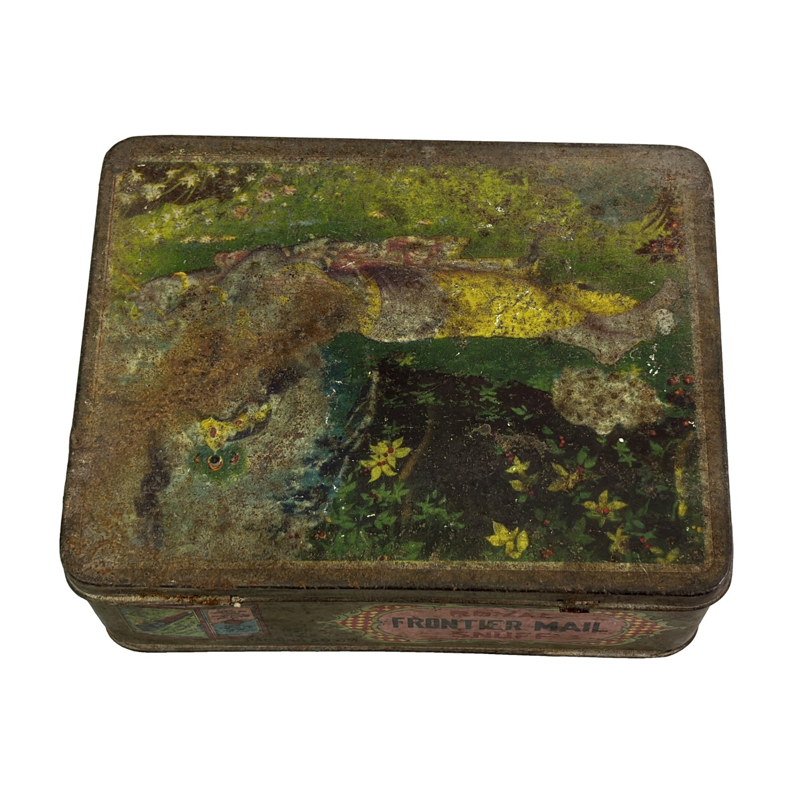 Vintage Royal Frontier Mail Advertising Tin Box India Lithographed Collectible