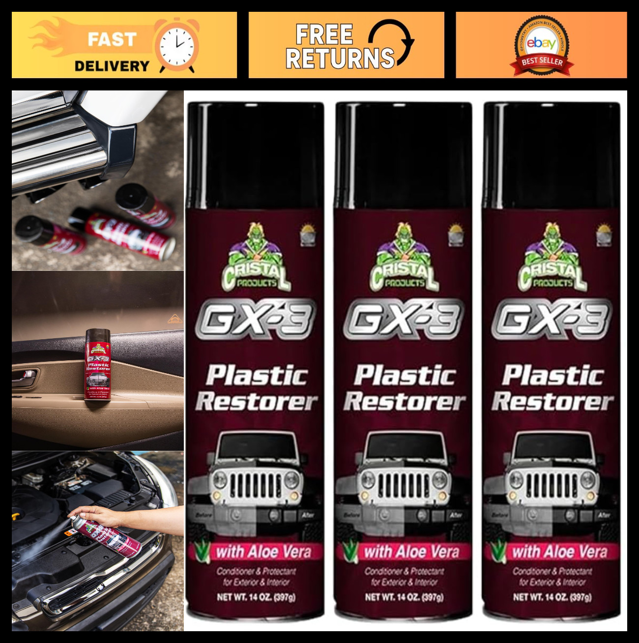 3-Pack GX3 13oz Multi-Purpose Spray Bottles - Durable, Refillable, Leak-Proof